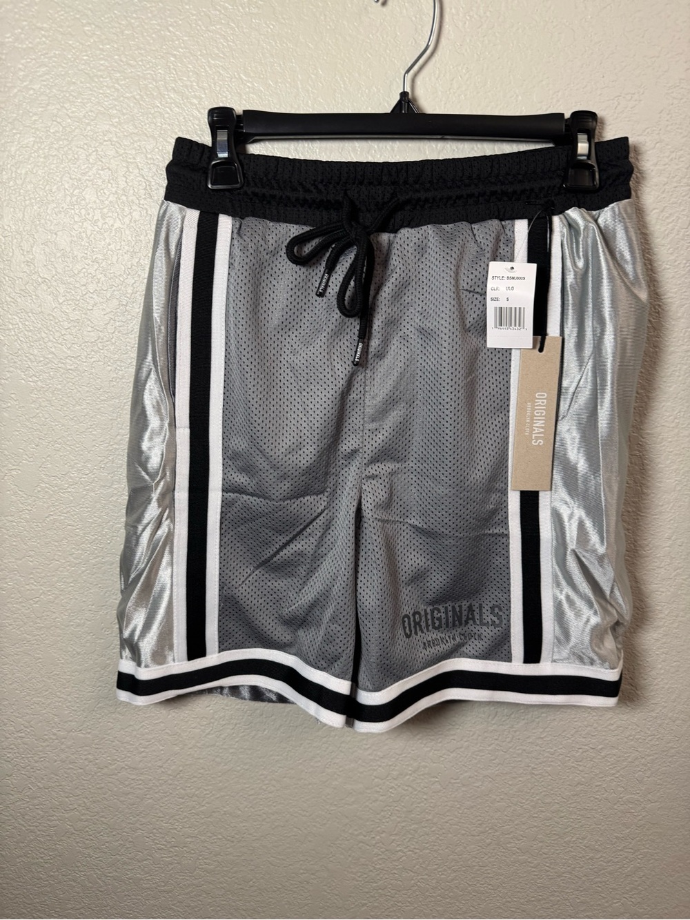 Men's Gray 'Originals' Athletic Mesh Shorts with Black Trim